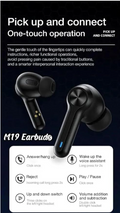 M19 Wireless Earbuds, Bluetooth 5.3, Touch Controls, Noise Cancelling, Bass Boost, with Mic, LED Power Display Charging Case, Black