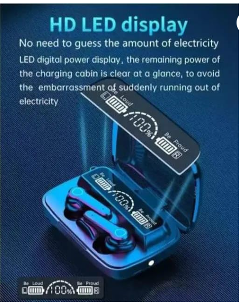 M19 Wireless Earbuds, Bluetooth 5.3, Touch Controls, Noise Cancelling, Bass Boost, with Mic, LED Power Display Charging Case, Black