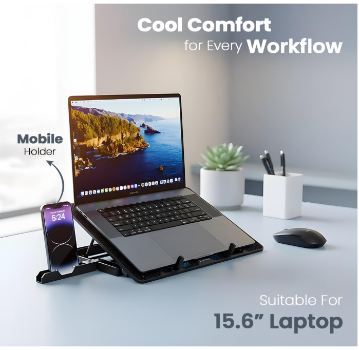 Lapcare Chillmate Powerful Laptop Cooler Pad with Dual 125mm Fans, Silent Operation Noisele