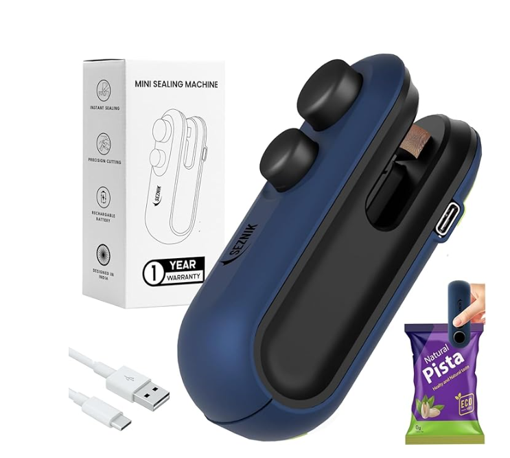 Seznik Sealing Machine for Food Packets - Portable Handheld Sealing, Snacks, Chips, Fresh Storage - Mini Sealing Machine, 1 YEAR Warranty