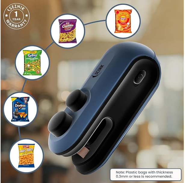 Seznik Sealing Machine for Food Packets - Portable Handheld Sealing, Snacks, Chips, Fresh Storage - Mini Sealing Machine, 1 YEAR Warranty