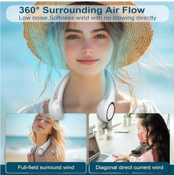 Playpulse® (5 Years Warranty) Portable Neck Fan for Men and Women Bladeless Hands-Free