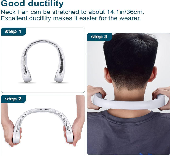 Playpulse® (5 Years Warranty) Portable Neck Fan for Men and Women Bladeless Hands-Free