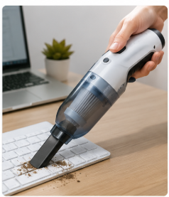 MOKRUSH 3-in-1 Handheld Portable Mini Vacuum Cleaner | Cordless Blower for Car, USB Rechargeable | High-Power Wireless Cleaner | Washable HEPA Filter, Long Battery Life (White)