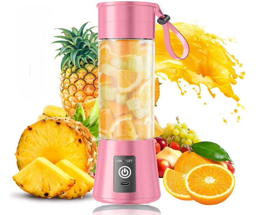 Portable 6-Blade Juicer Blender with Built-In Jar, Juice Mixer Bottle, Fruit Juice Machine, USB Rechargeable Personal Size Juicer Grinder for Juices, Kitchen Appliance for Protein & Milk Shakes (MultiColor) (S2)