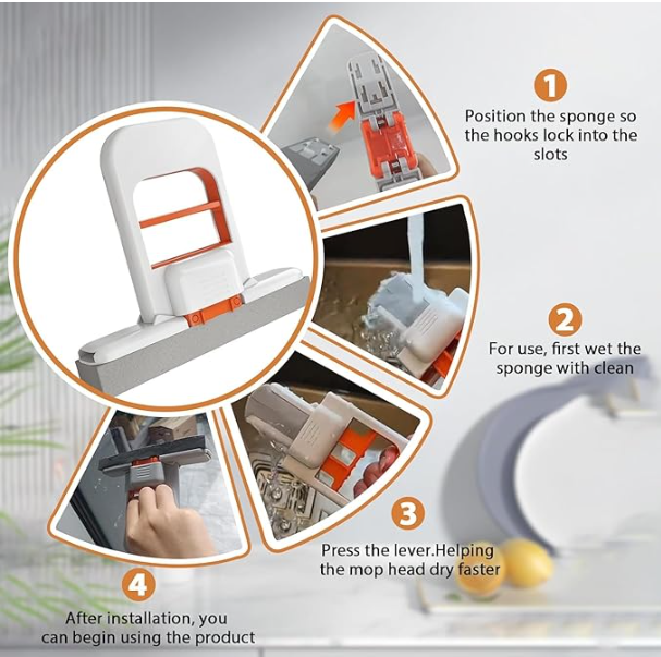 Mini Foldable Self-Squeeze Mop – Portable Quick-Dry Sponge Mop for Kitchen, Bathroom & Travel | Compact, Lightweight Cleaning Tool with Easy Grip Handle