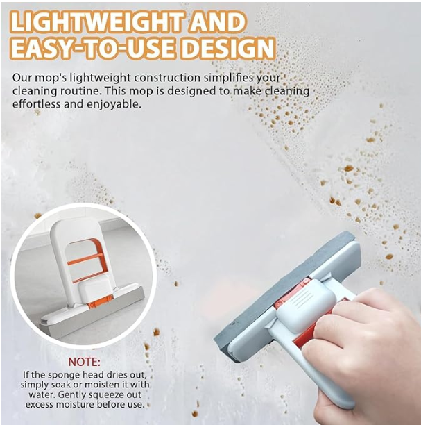 Mini Foldable Self-Squeeze Mop – Portable Quick-Dry Sponge Mop for Kitchen, Bathroom & Travel | Compact, Lightweight Cleaning Tool with Easy Grip Handle